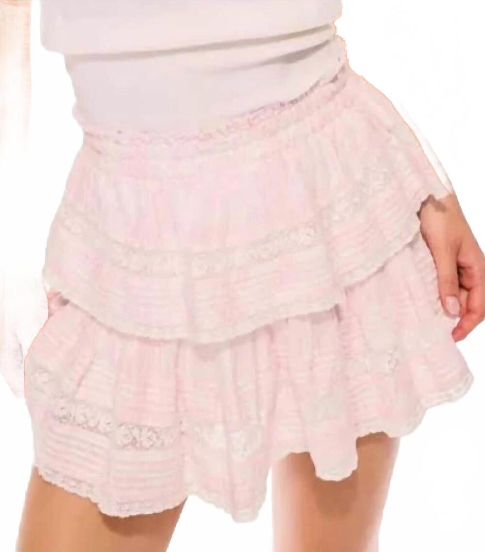 NEW LOVESHACKFANCY ruffle mini skirt in powder pink